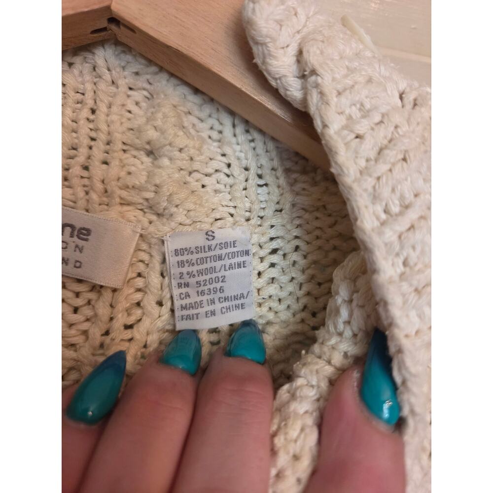 Vintage Liz Claiborne Collection Hand Knit Silk Blend Floral Cable Knit Sweater - Picture 7 of 9